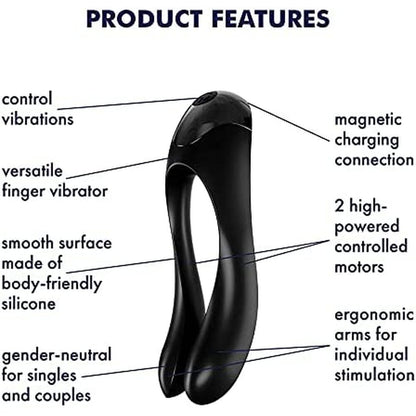 Black Satisfyer Candy Cane finger vibrator features