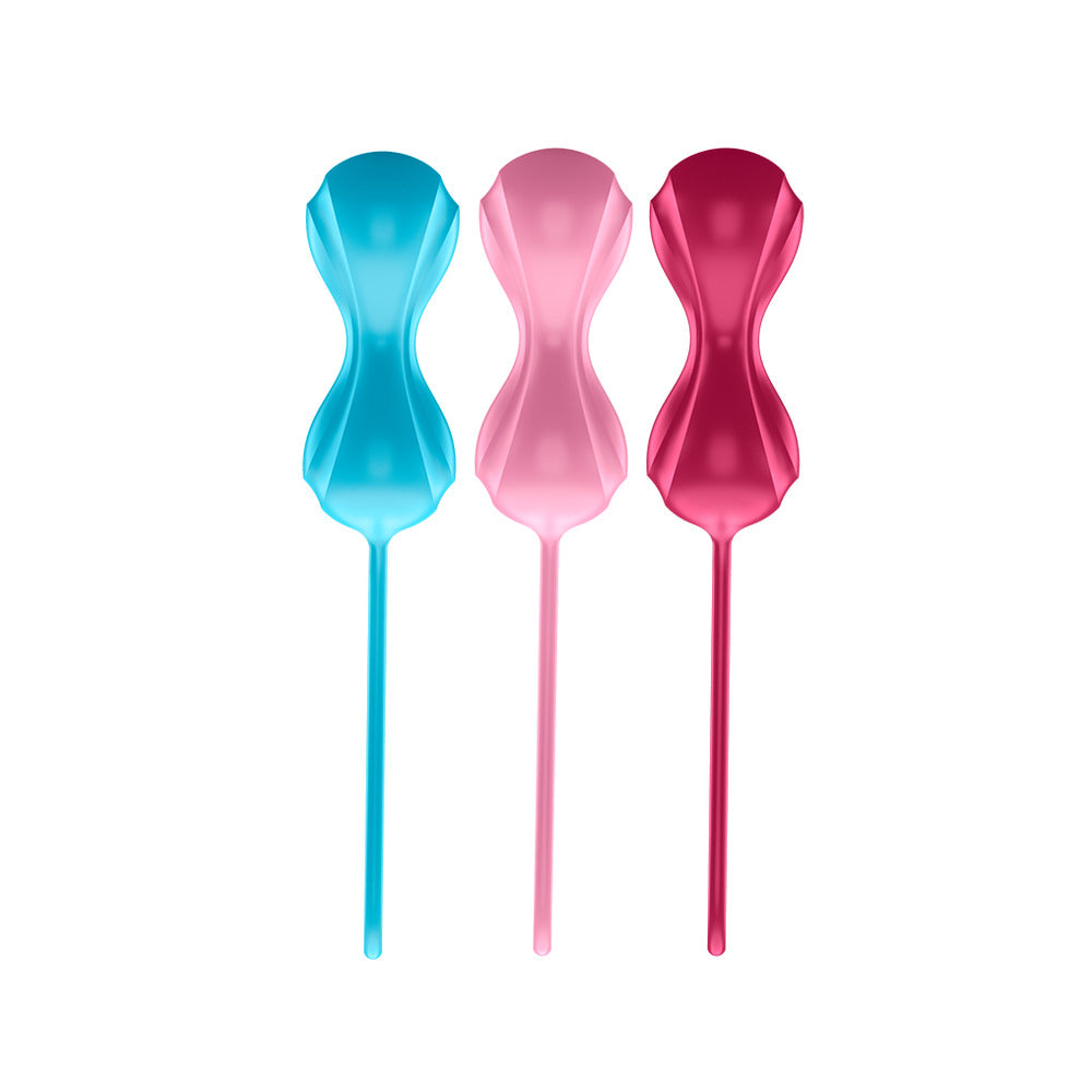 Orgasm balls set from Satisfyer in blue, pink and red
