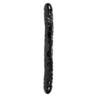 Black, textured, double-ended pleasure wand