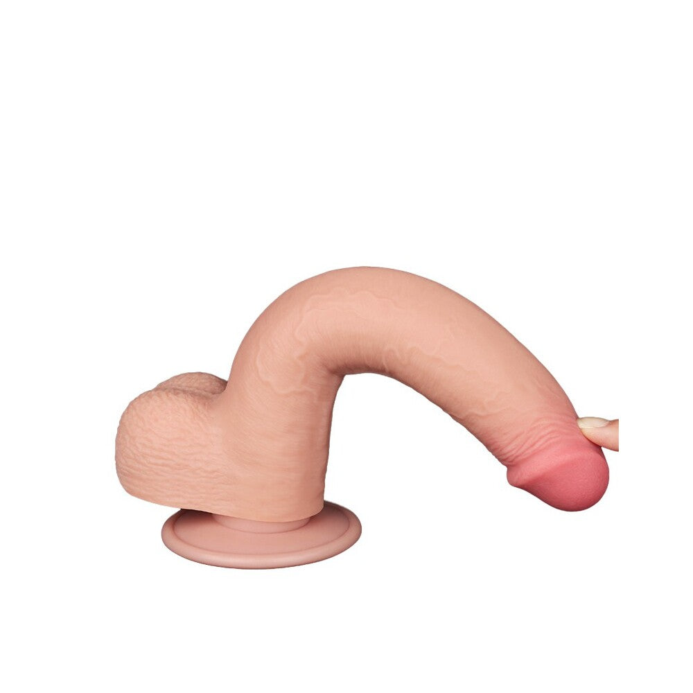 Sliding, bendable 9-inch dildo.