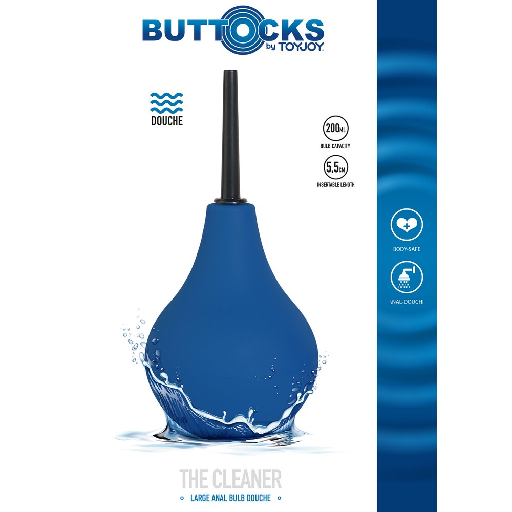 Blue ToyJoy buttocks douche for anal cleaning.