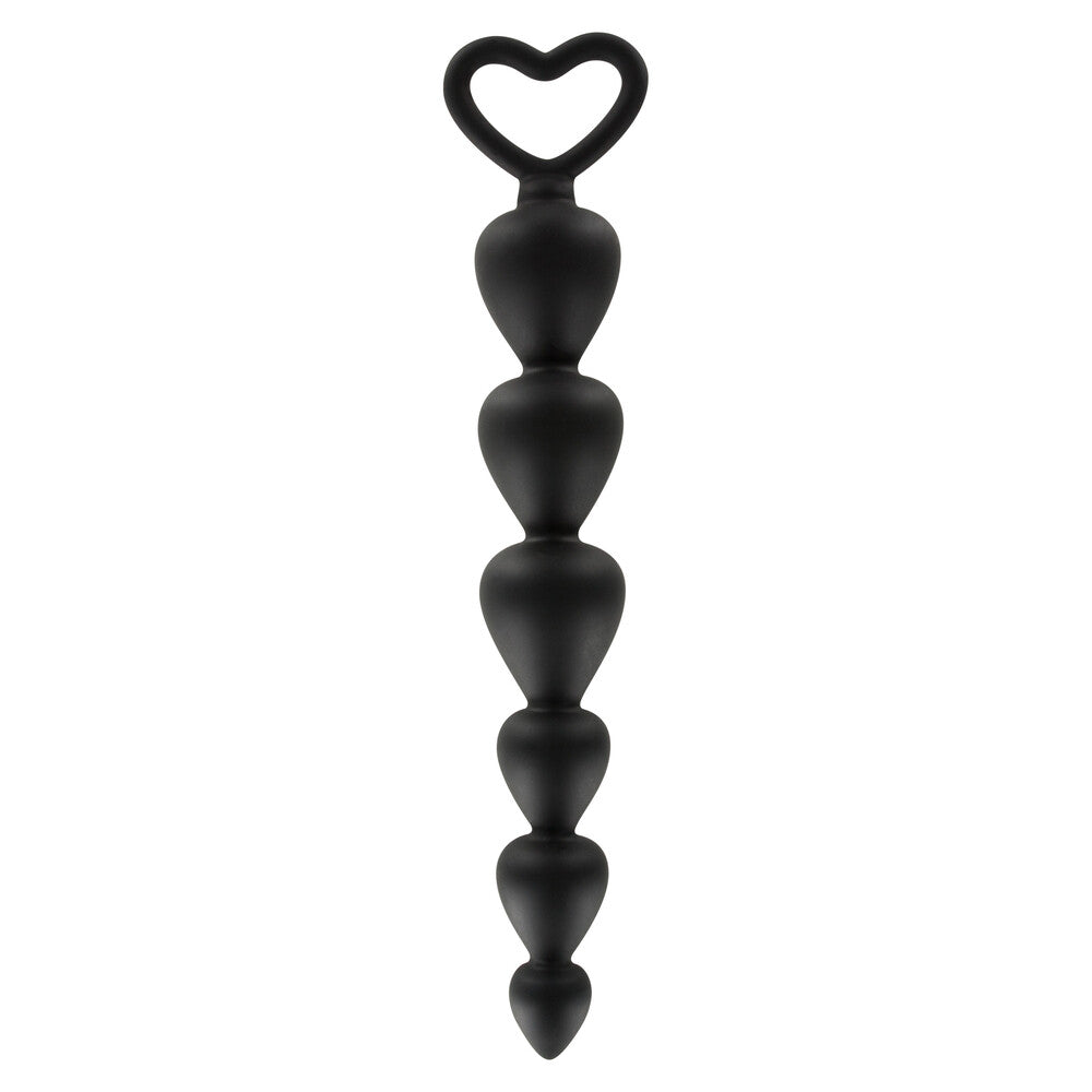 Black anal beads with heart handle from Toy Joy.