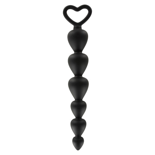 Black anal beads with heart handle from Toy Joy.