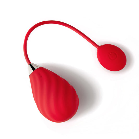 Red app-controlled love egg vibrator with remote.