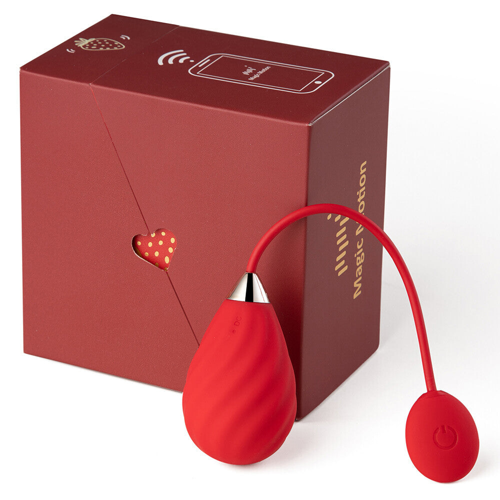 Magic Motion app controlled red love egg vibrator with box.