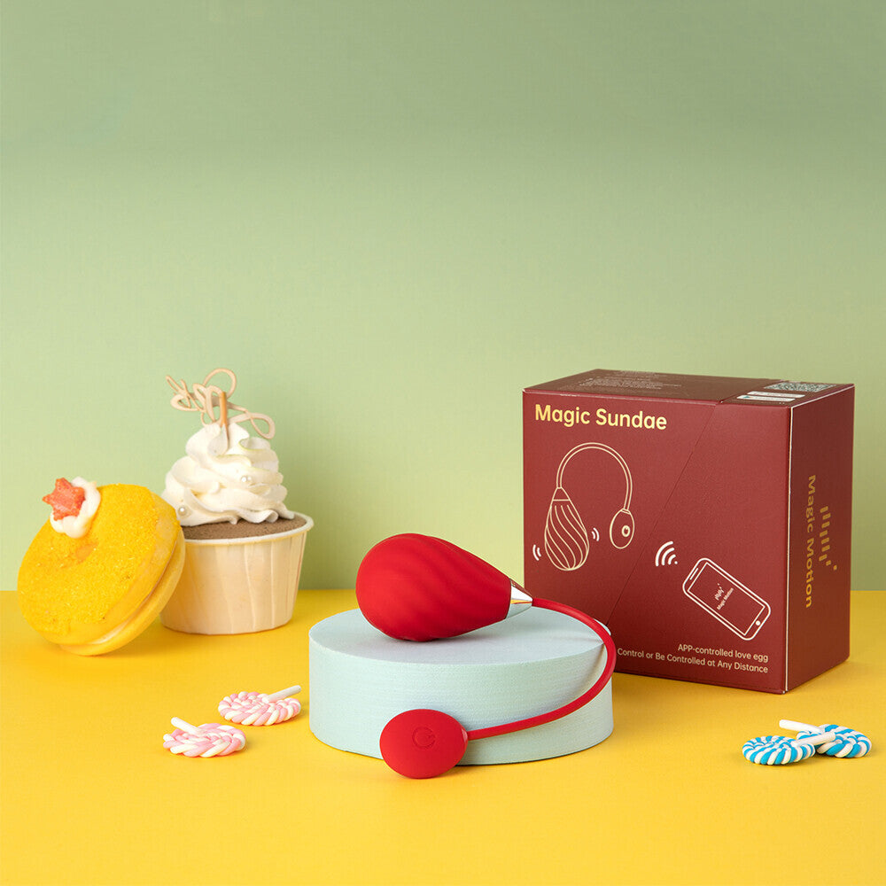 Magic Motion Magic Sundae app-controlled love egg with box, sweets and cupcakes.