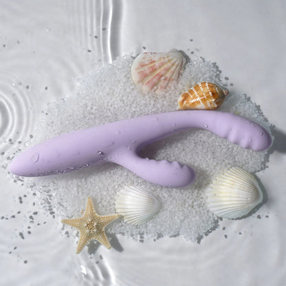 Lilac Svakom CICI Slim G-Spot Rabbit Vibrator with sea shells and a starfish.