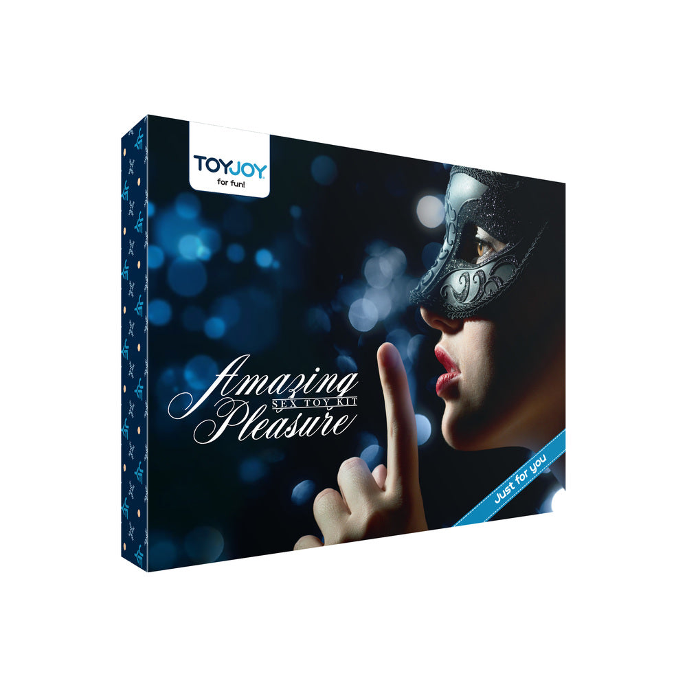 ToyJoy Amazing Pleasure Kit with a woman wearing a masquerade mask