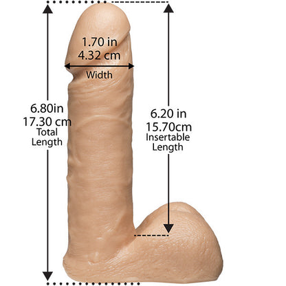 Doc Johnson VacULock realistic cock with harness dimensions shown