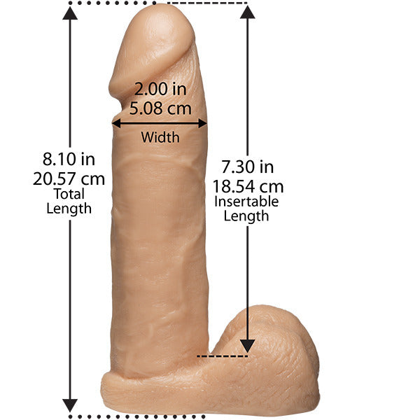 Realistic eight inch dildo diagram with measurements