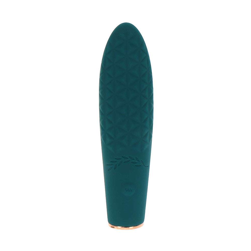 Teal Ivy vibrator with textured geometric pattern.