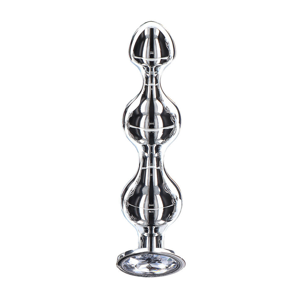 Silver Diamond Star Beads anal toy with gem.
