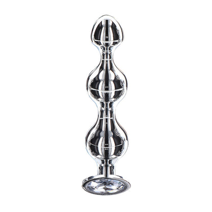 Silver Diamond Star Beads anal toy with gem.