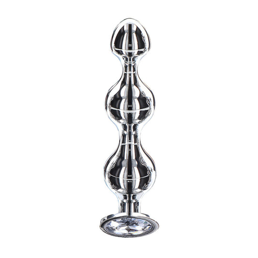 Silver Diamond Star Beads anal toy with gem.