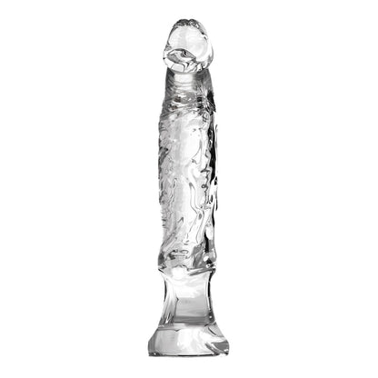 Clear, six-inch, textured glass anal starter from ToyJoy Sex Toys.
