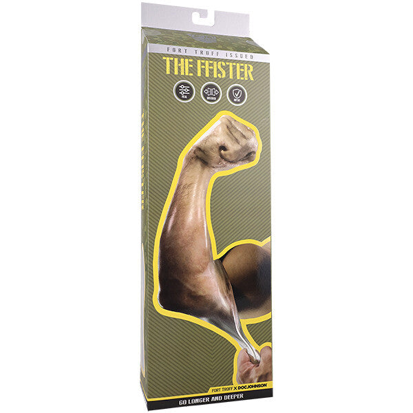 Doc Johnson The FFISTER packaging with muscular arm graphic.