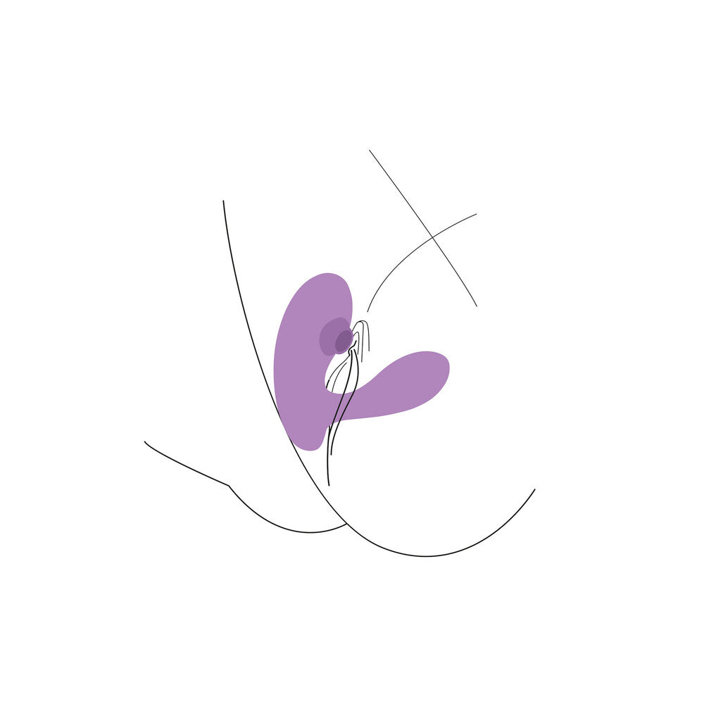 Purple vibes: DuoVibe I tapping vibrator for clitoral pleasure.