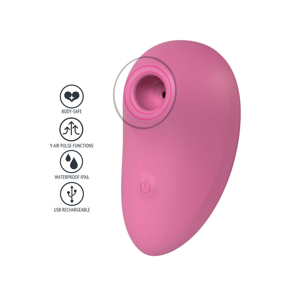 Xocoon Zen Air Stimulator in pink, body-safe, with pulse functions and USB rechargeable features.