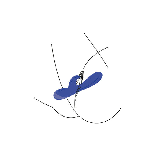 Blue G-spot rabbit vibrator, line art style