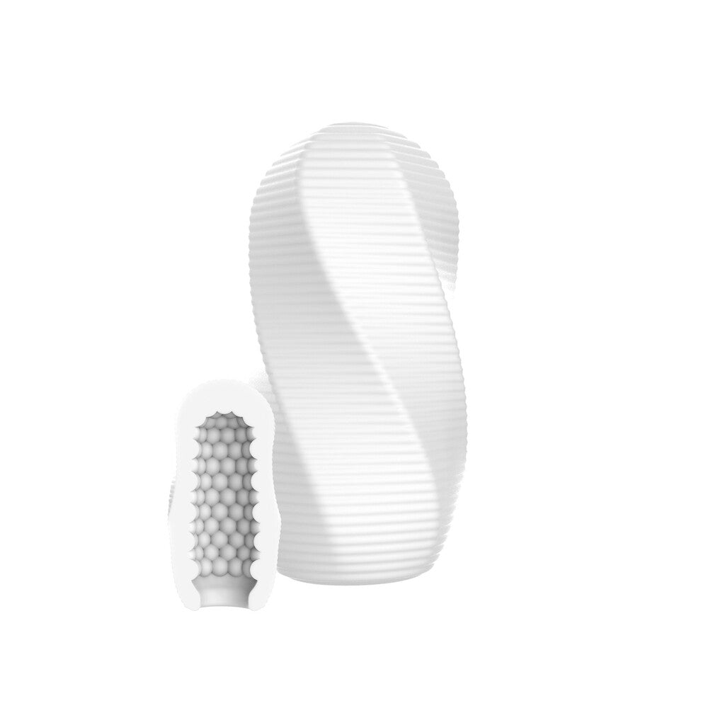 ToyJoy Hero Medium Masturbator Swirl in white.