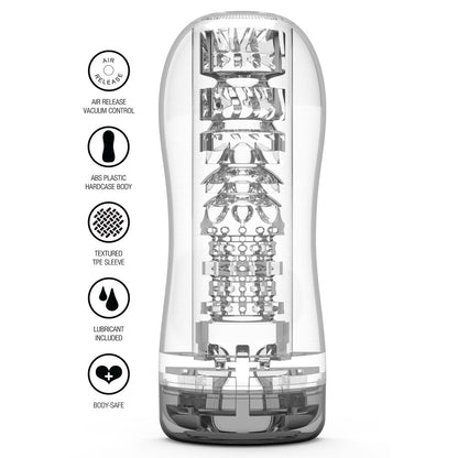 ToyJoy Hero Clear Blast Stroker: transparent pleasure, adjustable vacuum.
