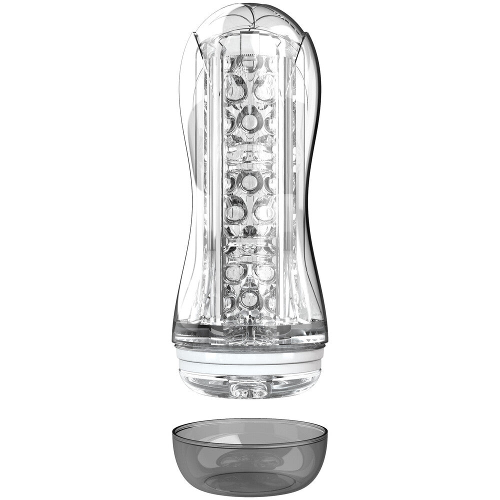 Clear vacuum stroker with a removable base.