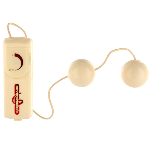 Seven Creations Orgasm Vibrating DuoBalls. Pleasurable vaginal beads with attached remote control.
