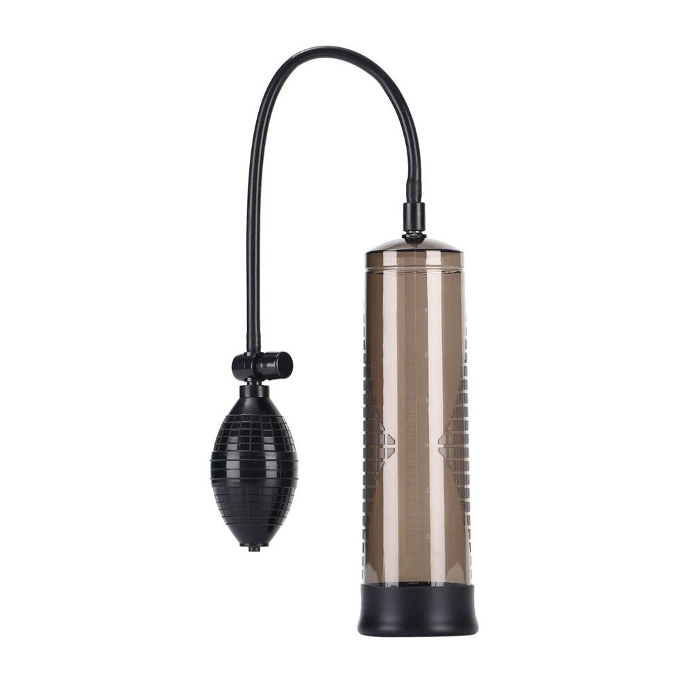 Me You Us Smoke Penis Pump with black hand bulb.