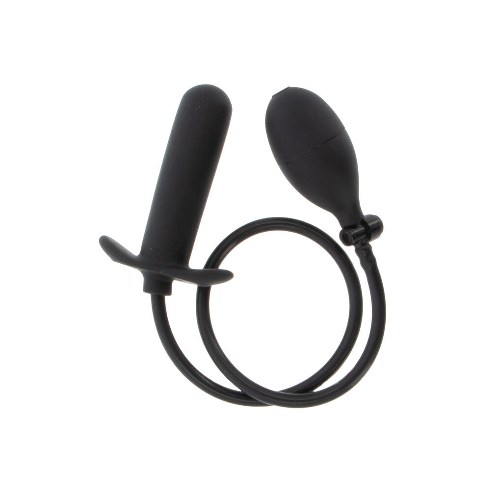 Black inflatable anal plug with pump