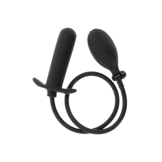 Black inflatable anal plug with pump