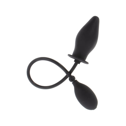 Black inflatable butt plug for adventurous pleasure.