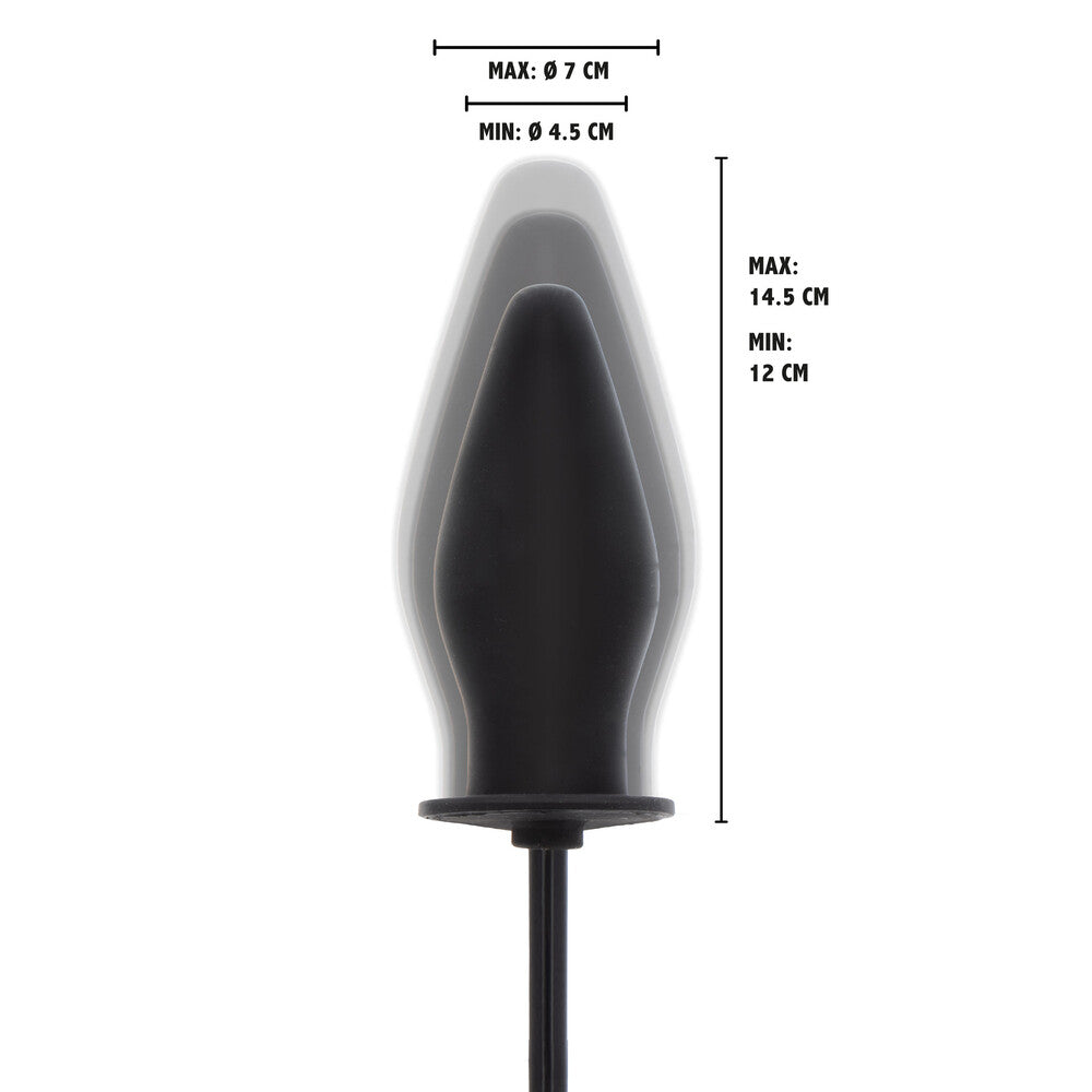 Inflatable butt plug with dimensions.