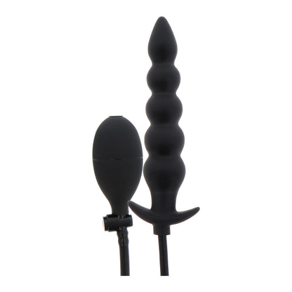 Black ribbed inflatable anal plug.