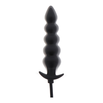 Black inflatable ribbed plug for anal play
