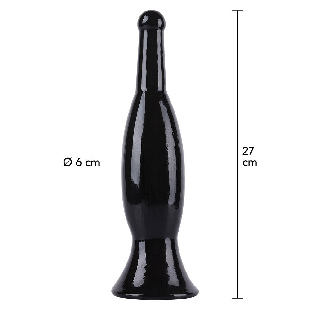 Black butt plug with dimensions.