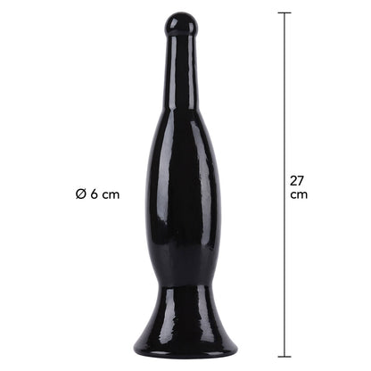 Black butt plug with dimensions.