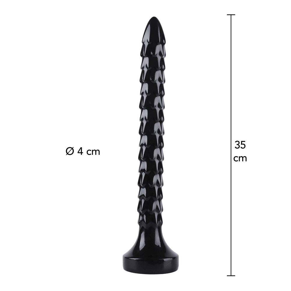 Textured black anal snake plug.
