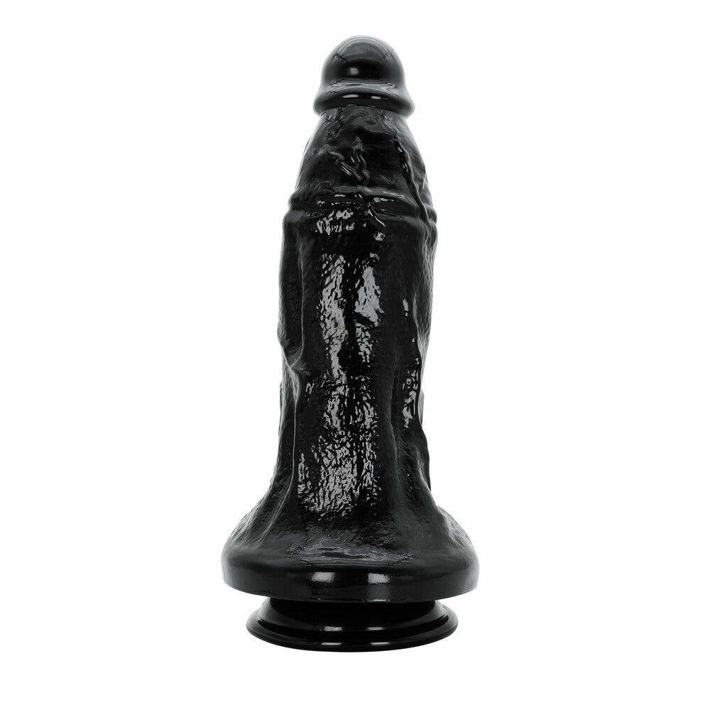Black, textured, large fantasy dildo toy