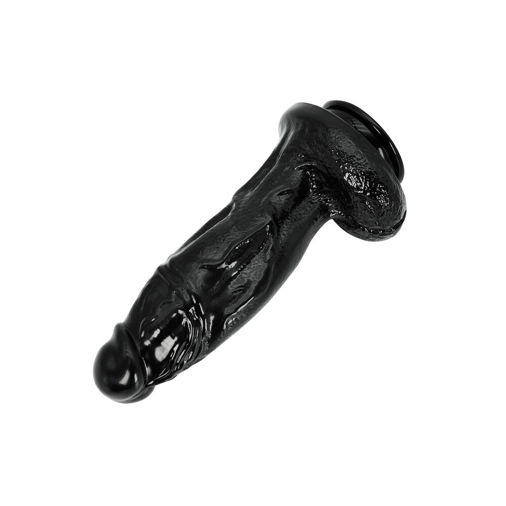 Black XXL dong with textured shaft.