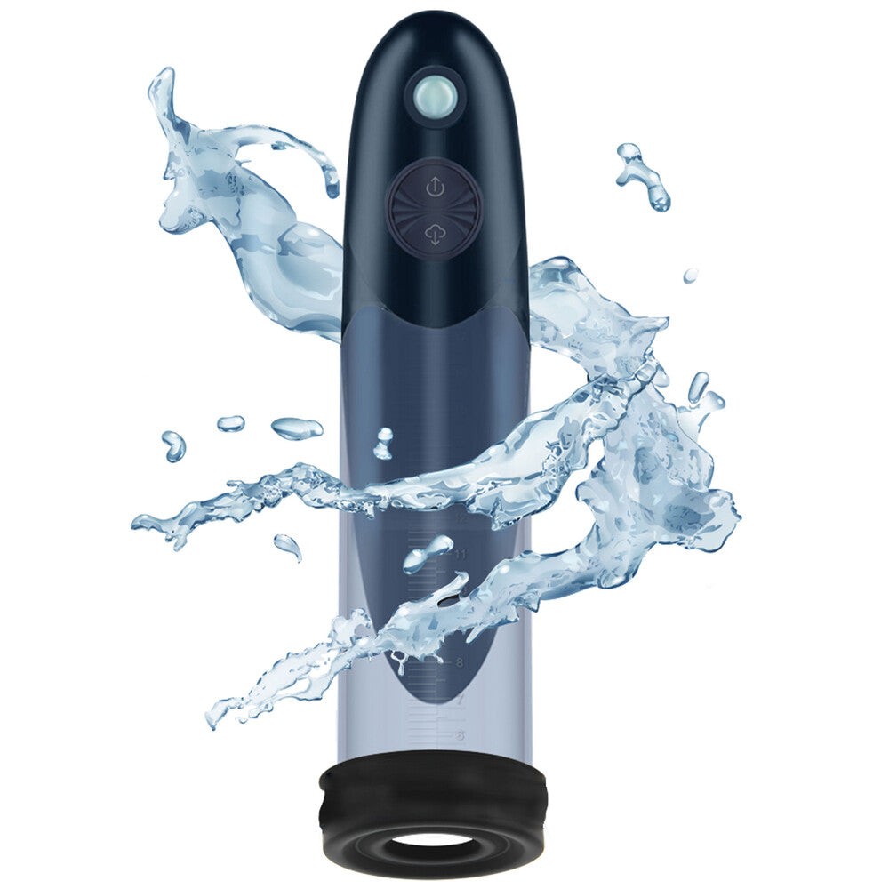 Hidden Desire Aqua Pump: Automated hydro pump for pleasure exploration, surrounded by splashing water.