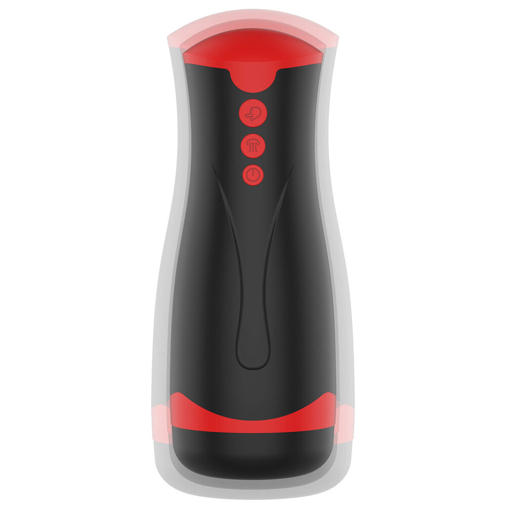 Black and red male masturbator with control buttons