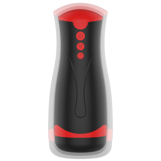 Black and red male masturbator with control buttons