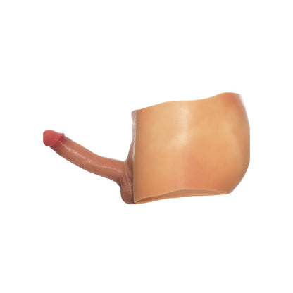 Novelty boxer shorts with a dildo attachment.