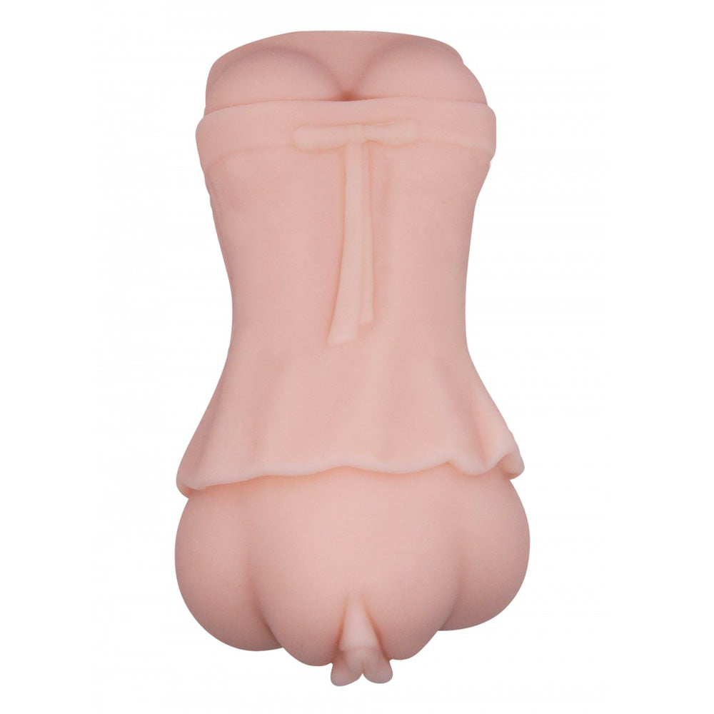  Cheeky peach silicone masturbator. Silky-smooth texture, ready for a playful, private pleasure.