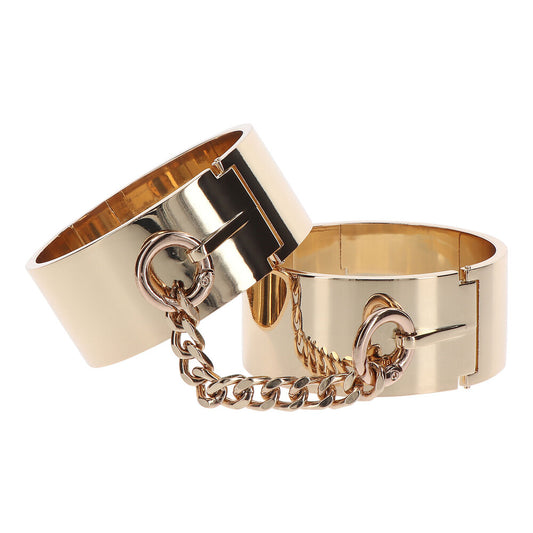 Gold-tone wrist cuffs with chain link detail