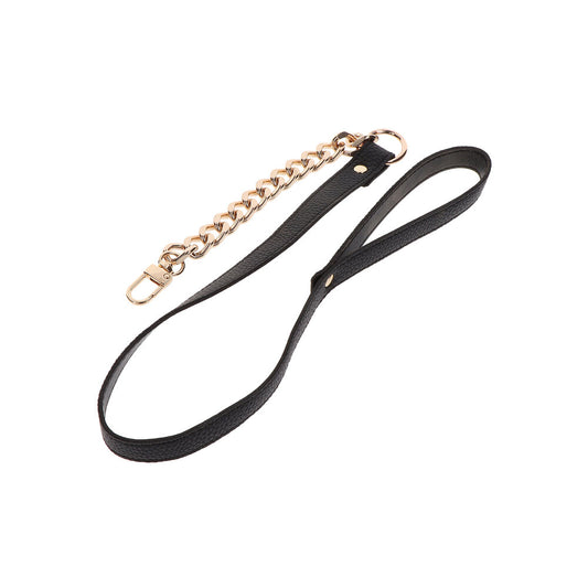 Black Taboom Dona Statement Leash with gold chain detail.