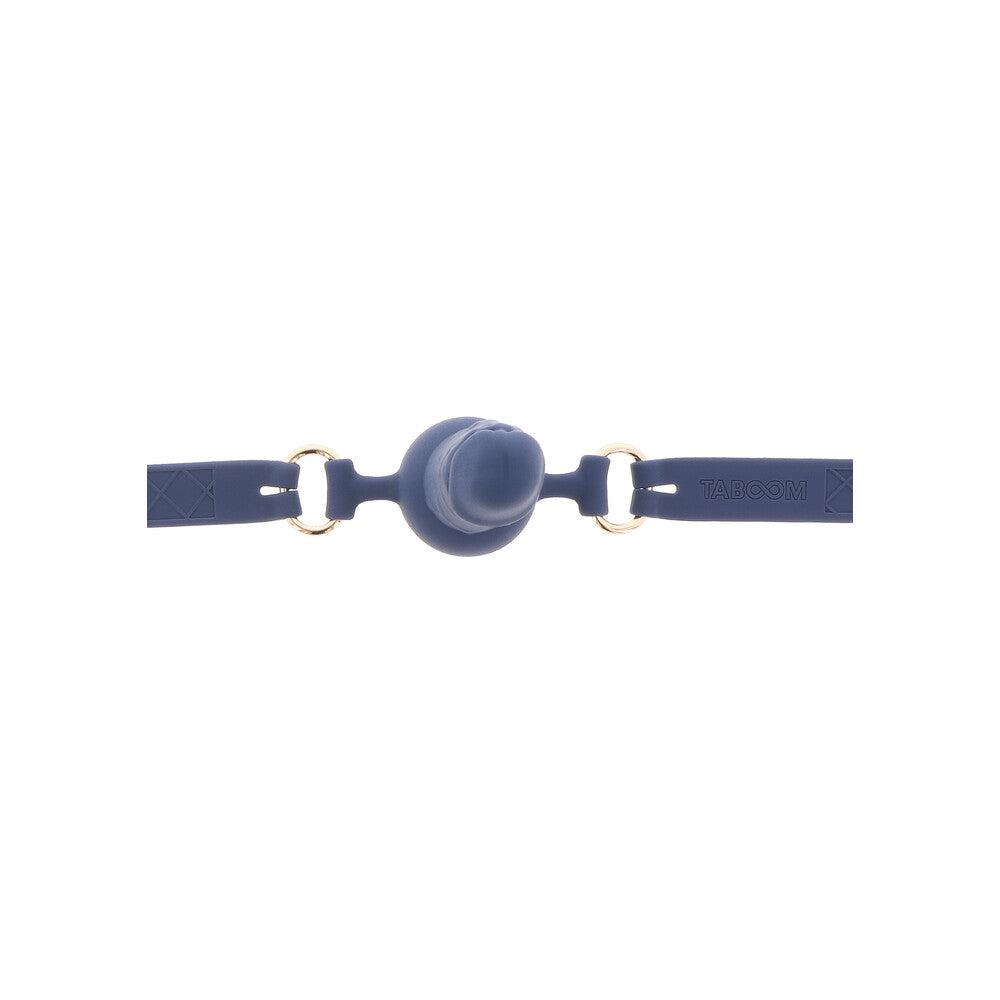 Taboom Supreme Penis Ball Gag, navy blue silicone.