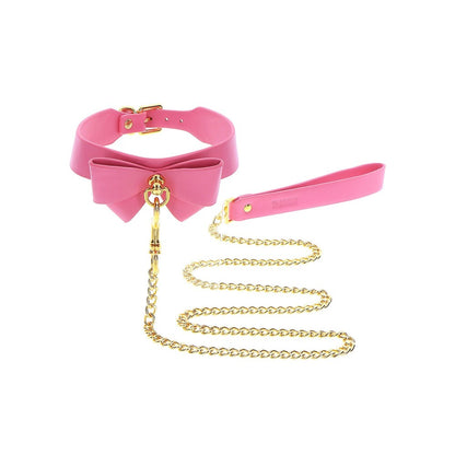 Pink Taboom Malibu Bow Collar and Leash. Empowering, playful adult novelty item for confident exploration.