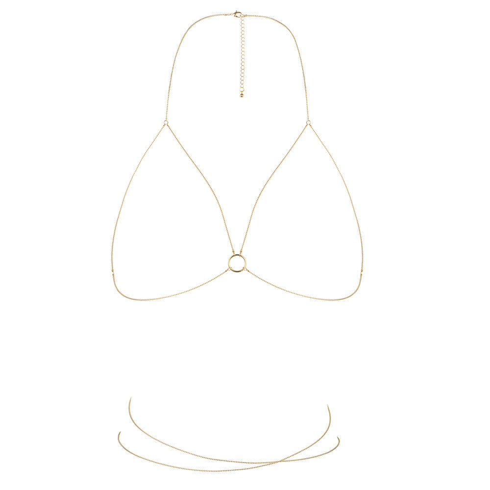 Gilded elegance: Bijoux Indiscrets Magnifique Bra Chain. Delicate gold chains to accentuate every curve. Simply divine.
