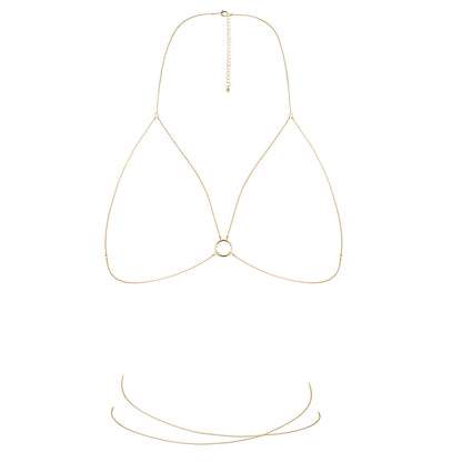 Gilded elegance: Bijoux Indiscrets Magnifique Bra Chain. Delicate gold chains to accentuate every curve. Simply divine.
